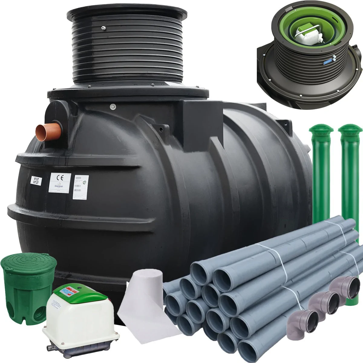 PRZYDOMOWA OCZYSZCZALNIA ŚCIEKÓW KINGSPAN BIOAIR 2 NA 6 OS. DRENAŻ 36M