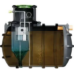 PRZYDOMOWA OCZYSZCZALNIA ŚCIEKÓW KINGSPAN BIOAIR 1 Z ZINTEGROWANĄ PRZEPOMPOWNIĄ 4 OS. DRENAŻ 36M