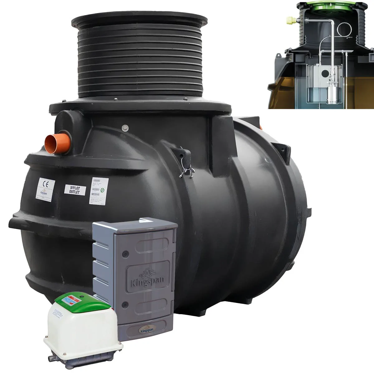 PRZYDOMOWA OCZYSZCZALNIA ŚCIEKÓW KINGSPAN BIOAIR 1 Z ZINTEGROWANĄ PRZEPOMPOWNIĄ 4 OS.