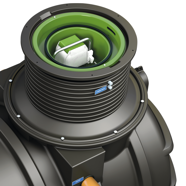 PRZYDOMOWA OCZYSZCZALNIA ŚCIEKÓW KINGSPAN BIOAIR 2 Z ZINTEGROWANĄ PRZEPOMPOWNIĄ NA 6 OS. DRENAŻ 36M