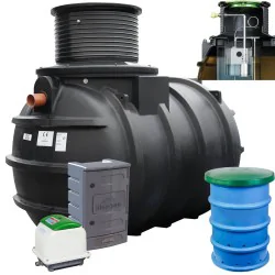 PRZYDOMOWA OCZYSZCZALNIA ŚCIEKÓW KINGSPAN BIOAIR 2 Z ZINTEGROWANĄ PRZEPOMPOWNIĄ NA 6 OS. 4 STUDNIA CHŁONNA