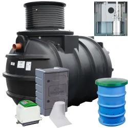 PRZYDOMOWA OCZYSZCZALNIA ŚCIEKÓW KINGSPAN BIOFICIENT Z ZINTEGROWANĄ PRZEPOMPOWNIĄ NA 6 OS. STUDNIA CHŁONNA