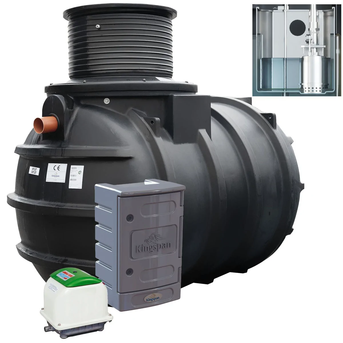 PRZYDOMOWA OCZYSZCZALNIA ŚCIEKÓW KINGSPAN BIOFICIENT Z ZINTEGROWANĄ PRZEPOMPOWNIĄ NA 6 OS.