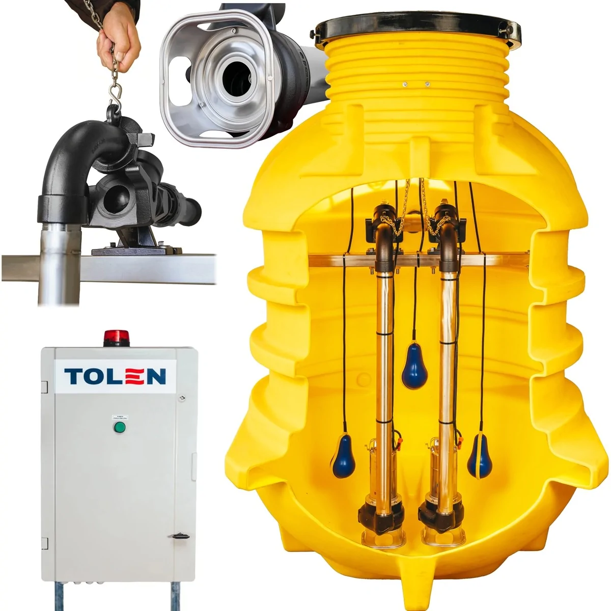 Przepompownia ścieków z dwiema zanurzeniowymi pompami VXM marki Pederollo Przepompownia ścieków z dwiema zanurzeniowymi pompami VXM marki Pederollo