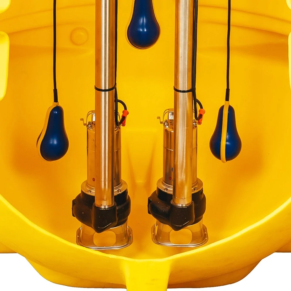 PRZEPOMPOWNIA ŚCIEKÓW Z DWIEMA POMPAMI PEDROLO VXm VORTEX, ALARM OPTYCZNO-DZWIĘKOWY