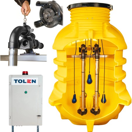 Przepompownia ścieków z dwiema zanurzeniowymi pompami z nożem ze stali nierdzewnej