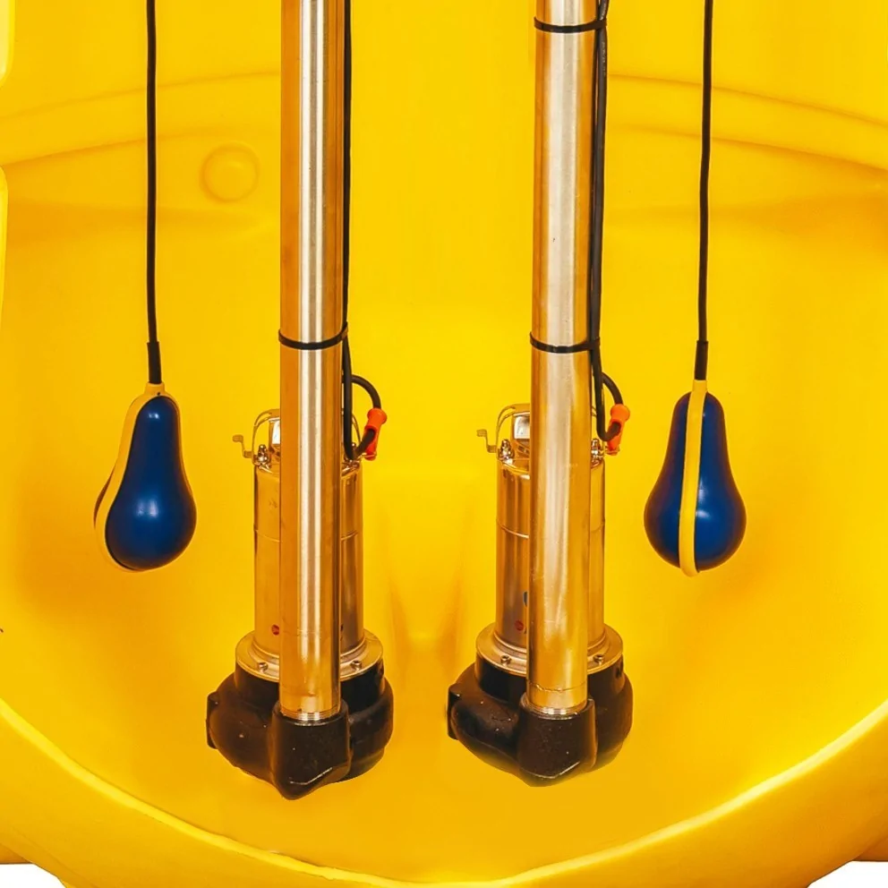 Pływaki sterujące pracą pomp w zbiorniku przepompowni Pływaki sterujące pracą pomp w zbiorniku przepompowni