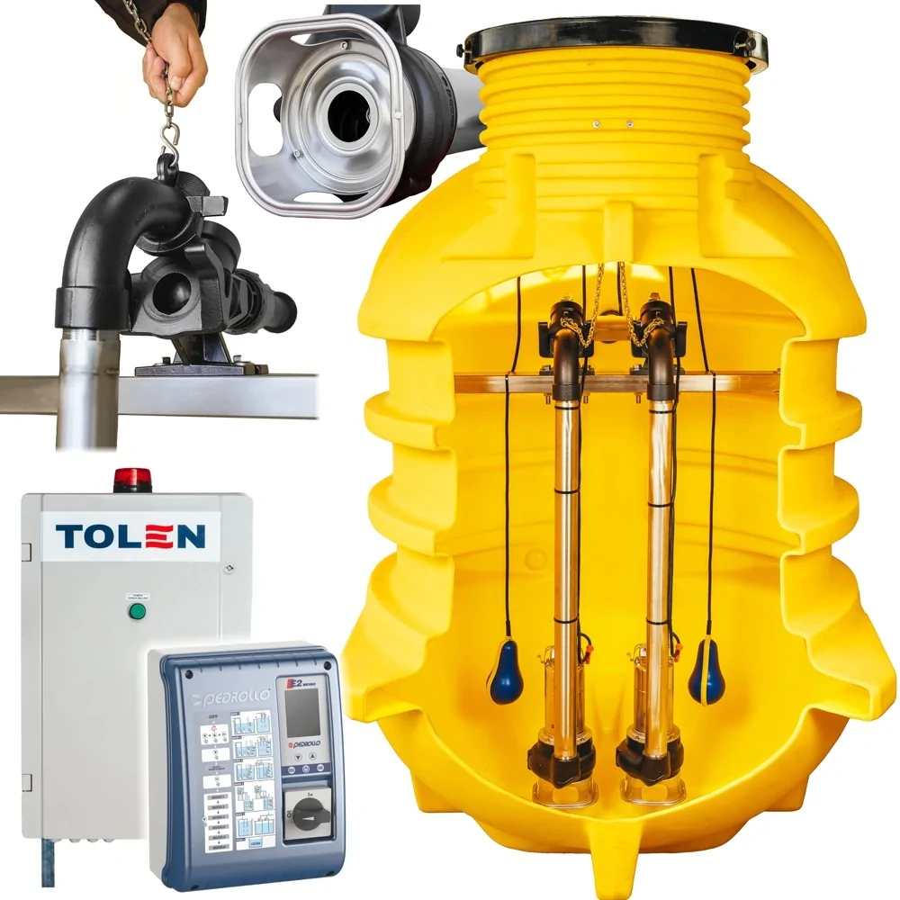 PRZEPOMPOWNIA ŚCIEKÓW Z DWIEMA POMPAMI PEDROLO VXm VORTEX, ALARM PEDROLLO