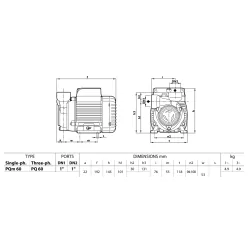 Pompa obiegowa Pedrollo PQ 60 | 230V, 0.37 kW - 40 l/min