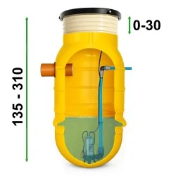 Przepompownia ścieków ZP 800, włoska pompa Pedrollo VXm 8/35 + Sterownik EP