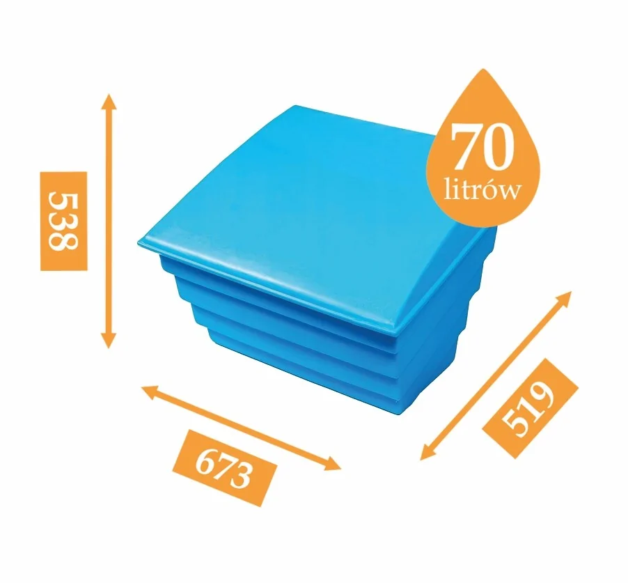 POJEMNIK NA PIASEK SÓL DROGOWĄ I SORBENT - 70L/100KG, NIEBIESKI