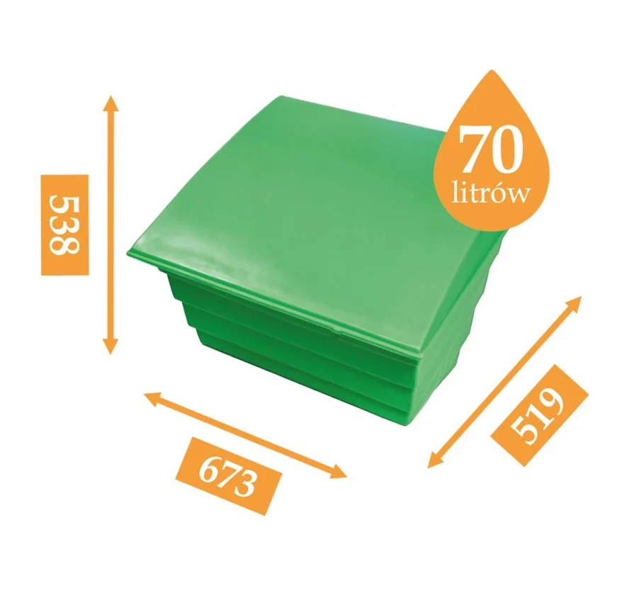 POJEMNIK NA PIASEK SÓL DROGOWĄ I SORBENT - 70L/100KG, ZIELONY