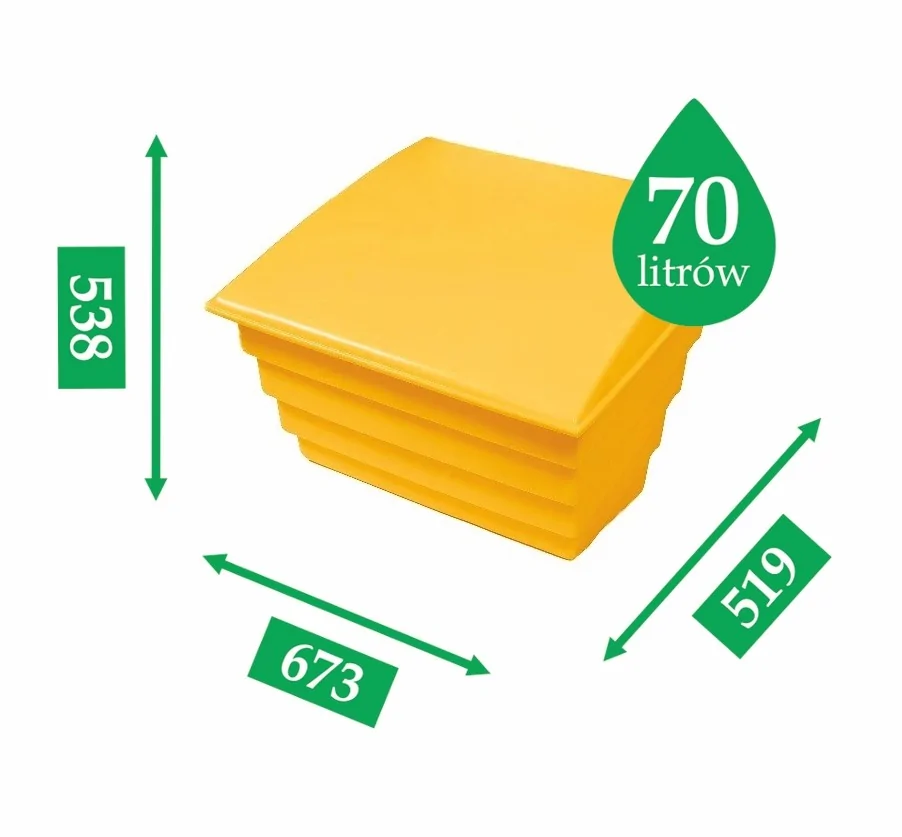 POJEMNIK NA PIASEK SÓL DROGOWĄ I SORBENT - 70L/100KG, ŻÓŁTY