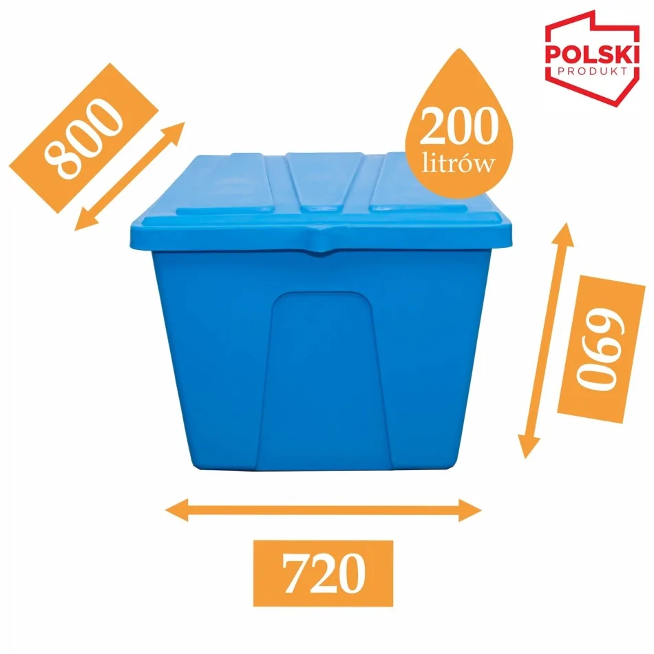 POJEMNIK NA PIASEK I SÓL DROGOWĄ, 100L / 150kg NIEBIESKI - MOCNA SKRZYNIA NA ZIMOWE MROZY