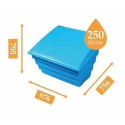 NIEBIESKI POJEMNIK 250L NA PIACH I SÓL DROGOWĄ - SKRZYNIA NA PIASEK, SORBENT, ŻWIR, GRANULAT