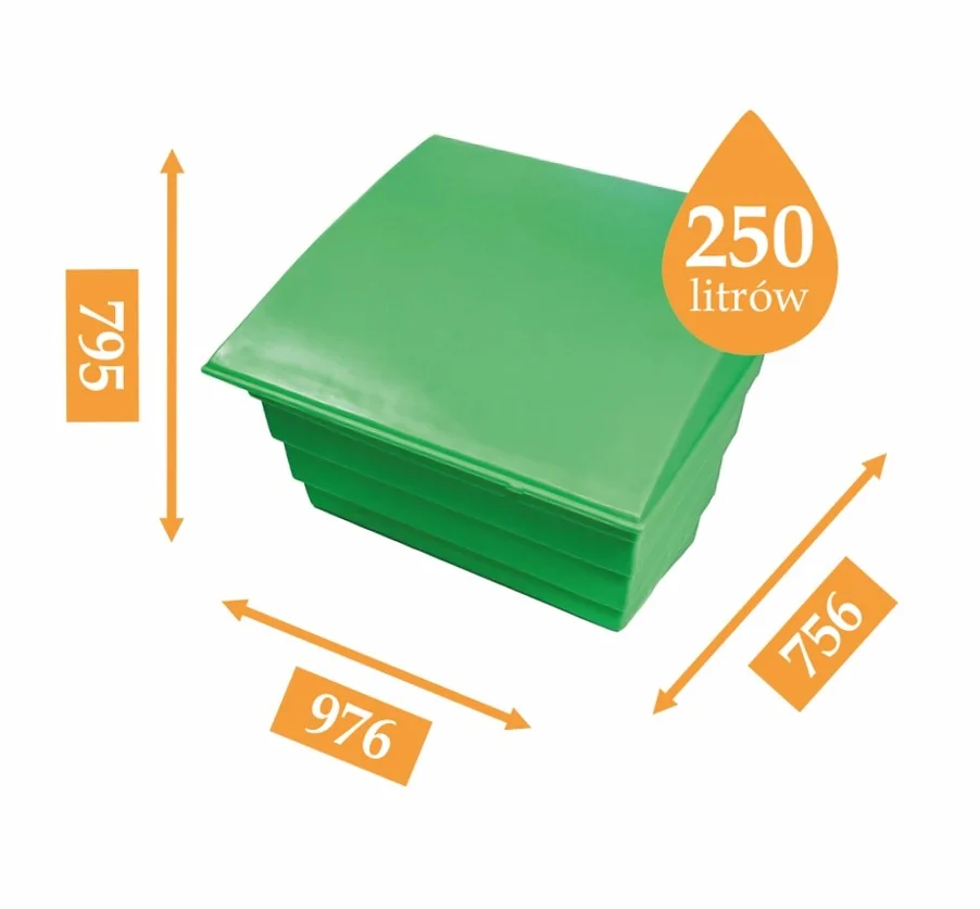 ZIELONY POJEMNIK 250L NA PIACH I SÓL DROGOWĄ - SKRZYNIA NA PIASEK, SORBENT, ŻWIR, GRANULAT
