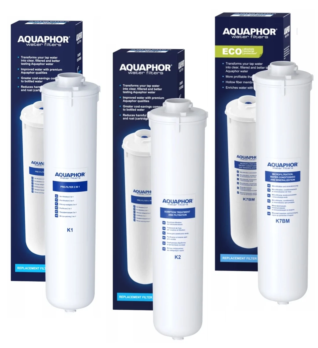 Zestaw wymiennych wkładów Aquaphor RO-202S K1 K2 K7BM – mineralizacja i ochrona wody