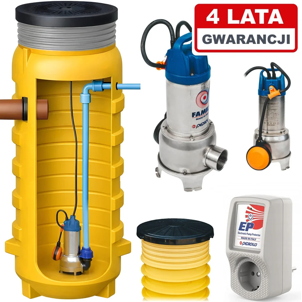 Przepompownia ścieków ZPN 600, włoska Pompa Pedrollo Family + Sterownik EP