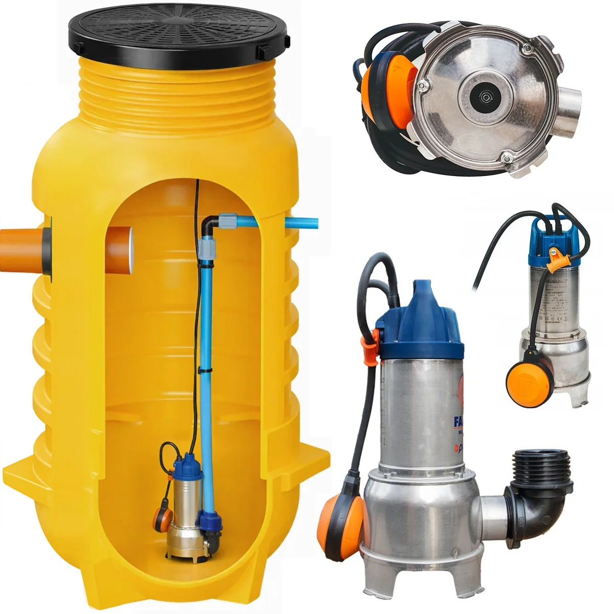 Przepompownia ścieków ZPN800 + włoska Pompa Pedrollo Family