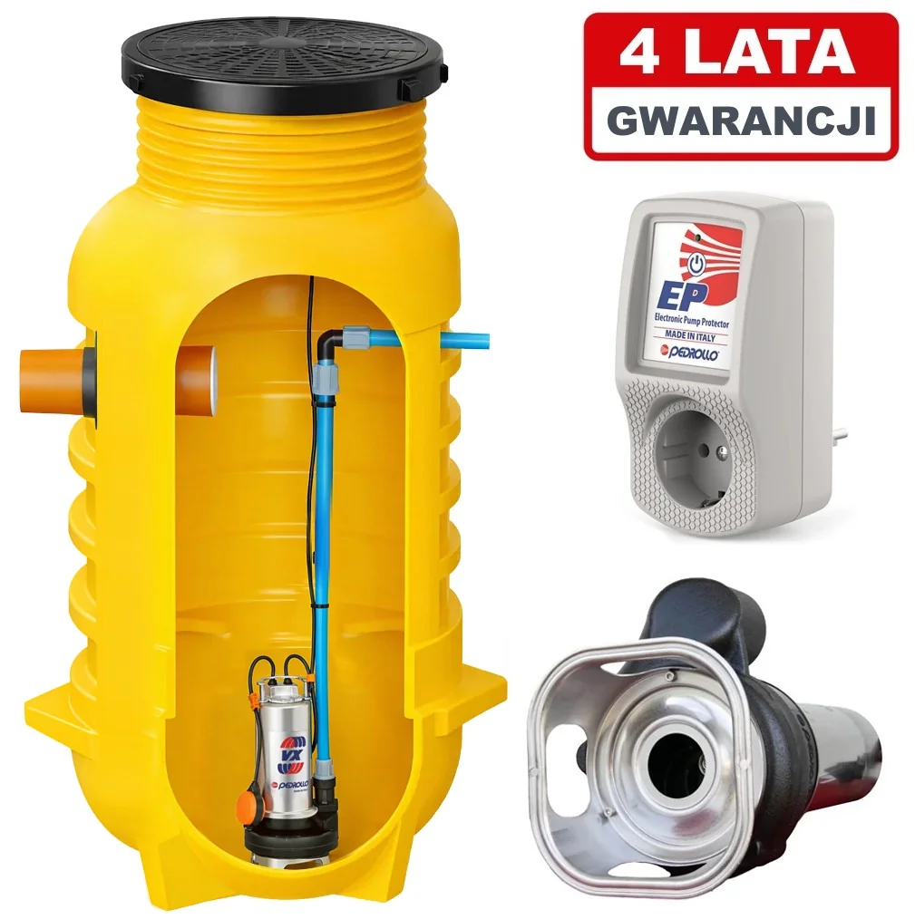 Przepompownia ścieków ZPN800, włoska pompa Pedrollo VXm 8/35 + Sterownik EP