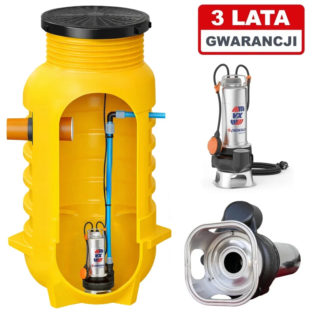 Przepompownia ścieków ZPN800, włoska pompa Pedrollo VXm 8/35