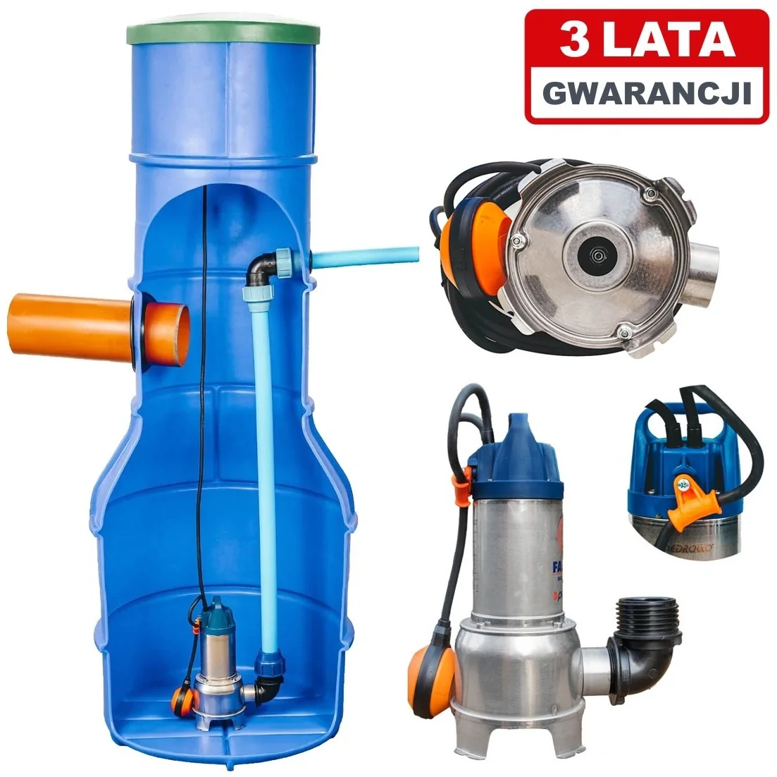Przepompownia Ścieków studnia Metria 345l włoska Pompa Pedrollo Family