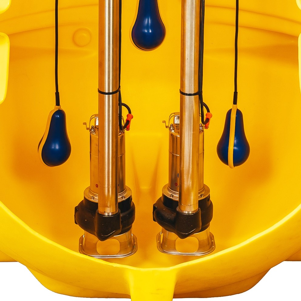 Pływaki sterujące pracą pomp w zbiorniku przepompowni