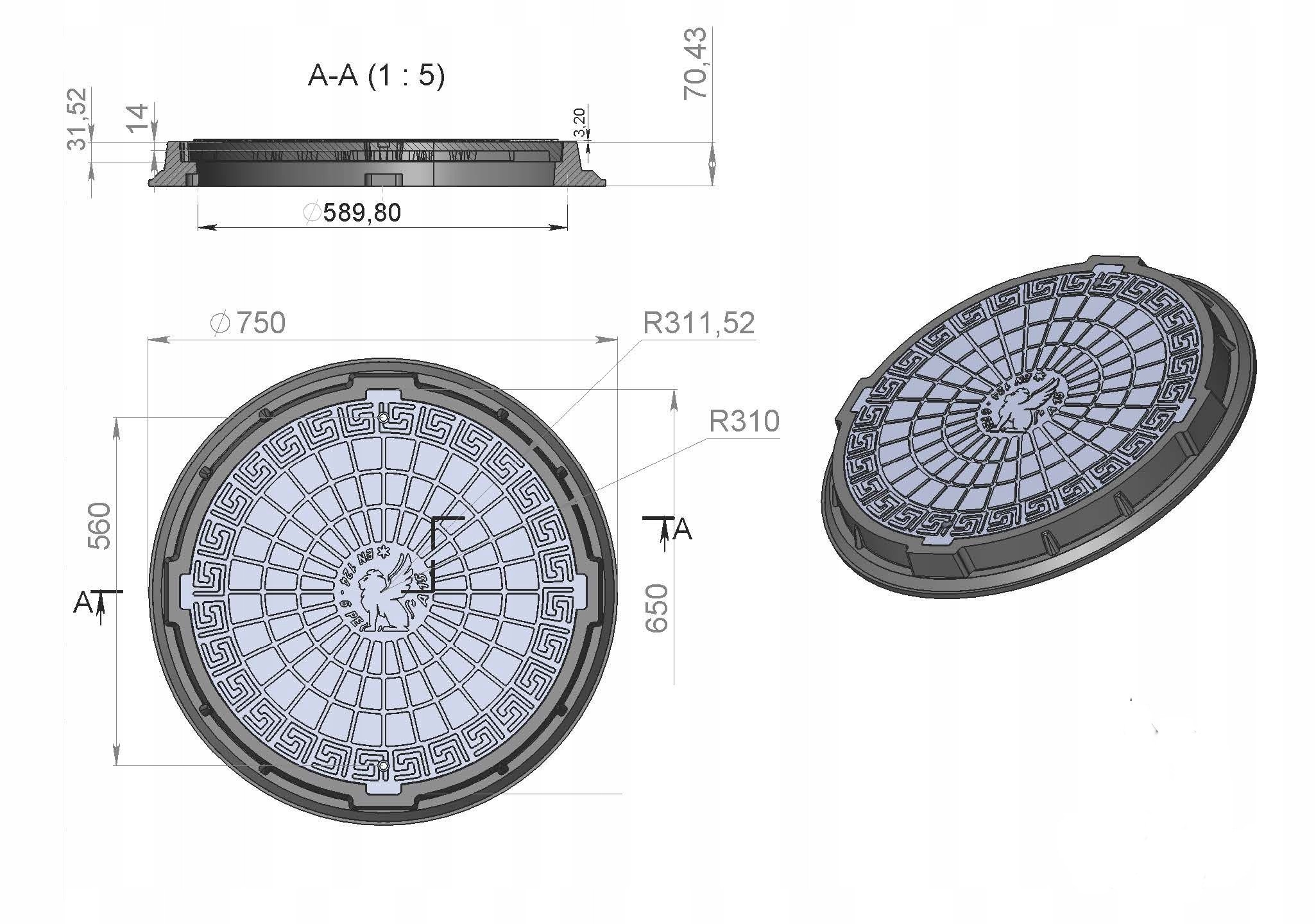 Pokrywa studzienki z ramką kompozytową widok ogólny