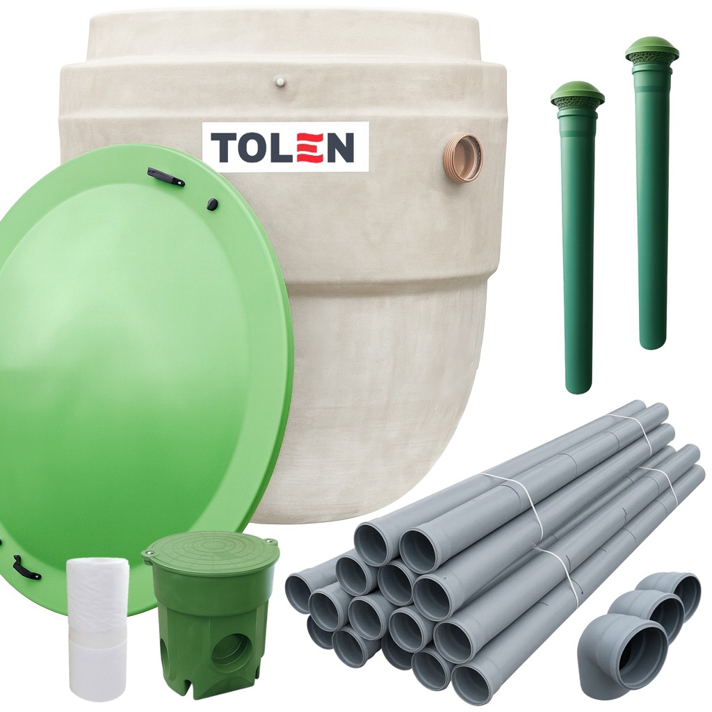 Zestaw elementów wchodzących w skład oczyszczalni RotoSET 6 Bio-Set