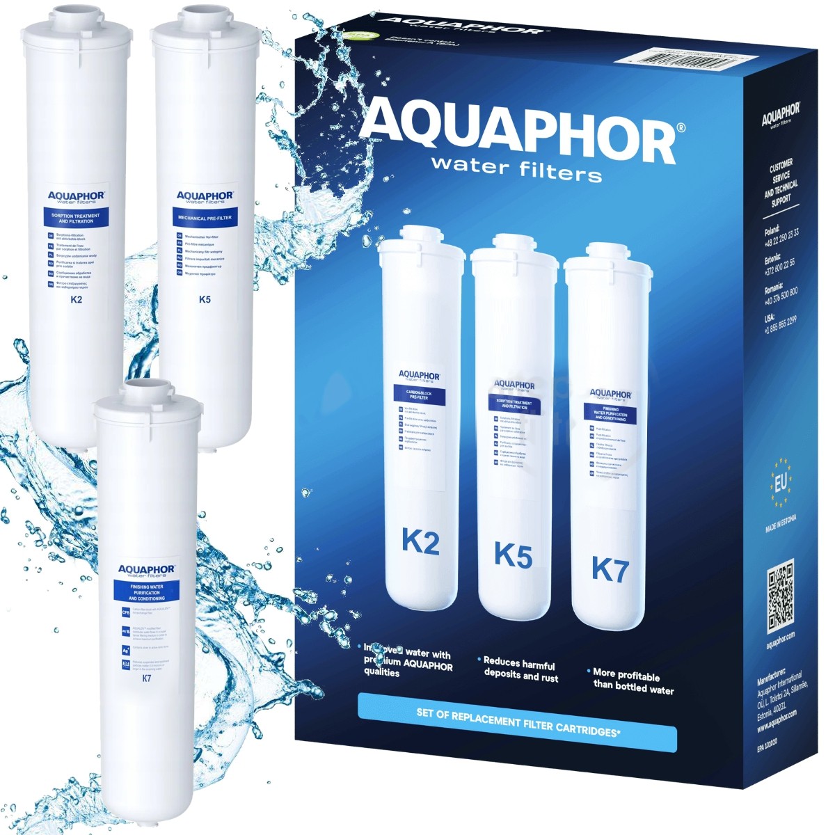 Zestaw wkładów Aquaphor K2 K5 K7 do filtra Kryształ A