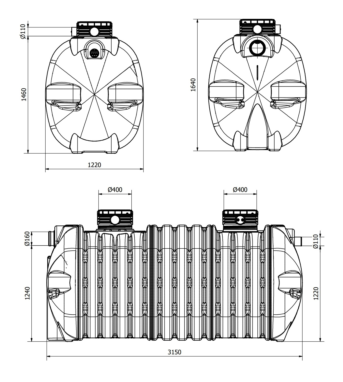 Wymiary zbiornika OPTIMAX 6