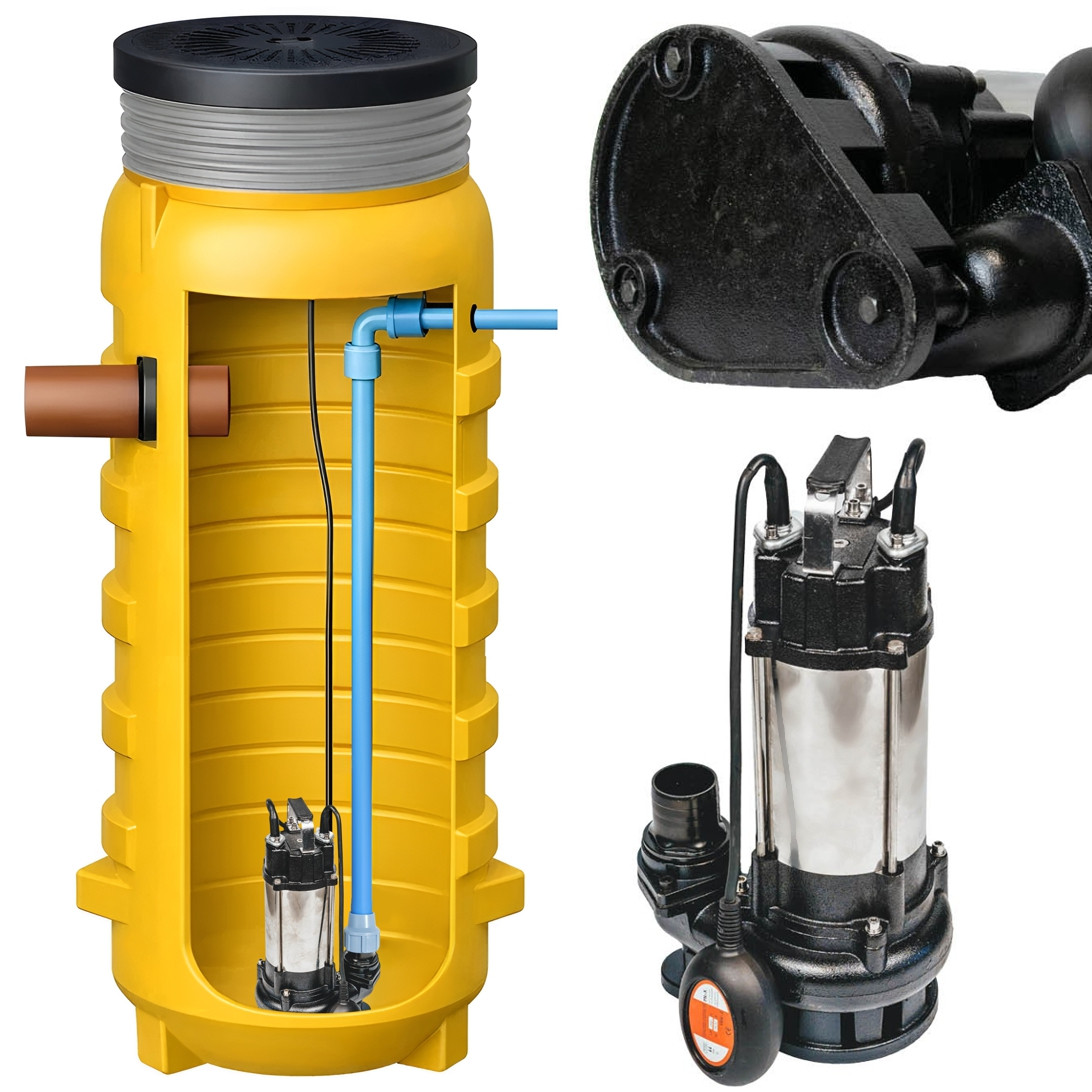 Zestaw przepompowni Marseplast ZPN600 - zbiornik 600 l, pompa DBV550F i osprzęt montażowy