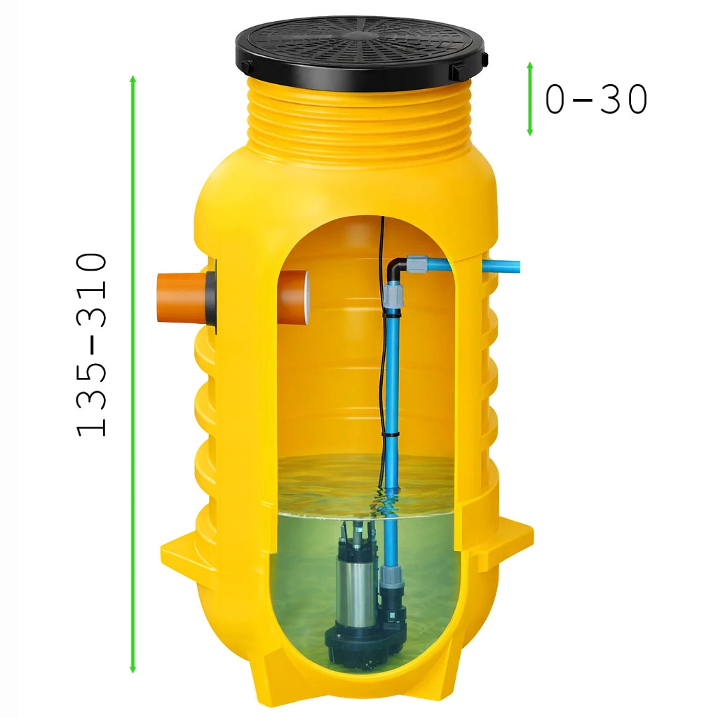 schemat doboru wysokosci przepompowni sciekow ZPN800 regulowany kolnierz