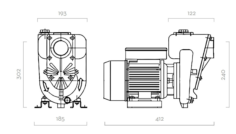 Wymiary zewnętrzne pompy E300