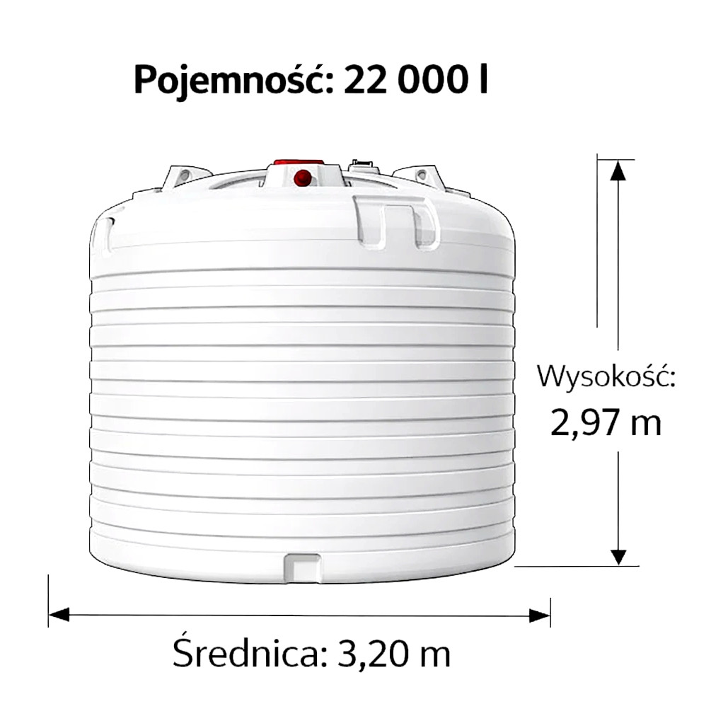 Wymiary zbiornika Aquatower 22000 l - wysokość i średnica